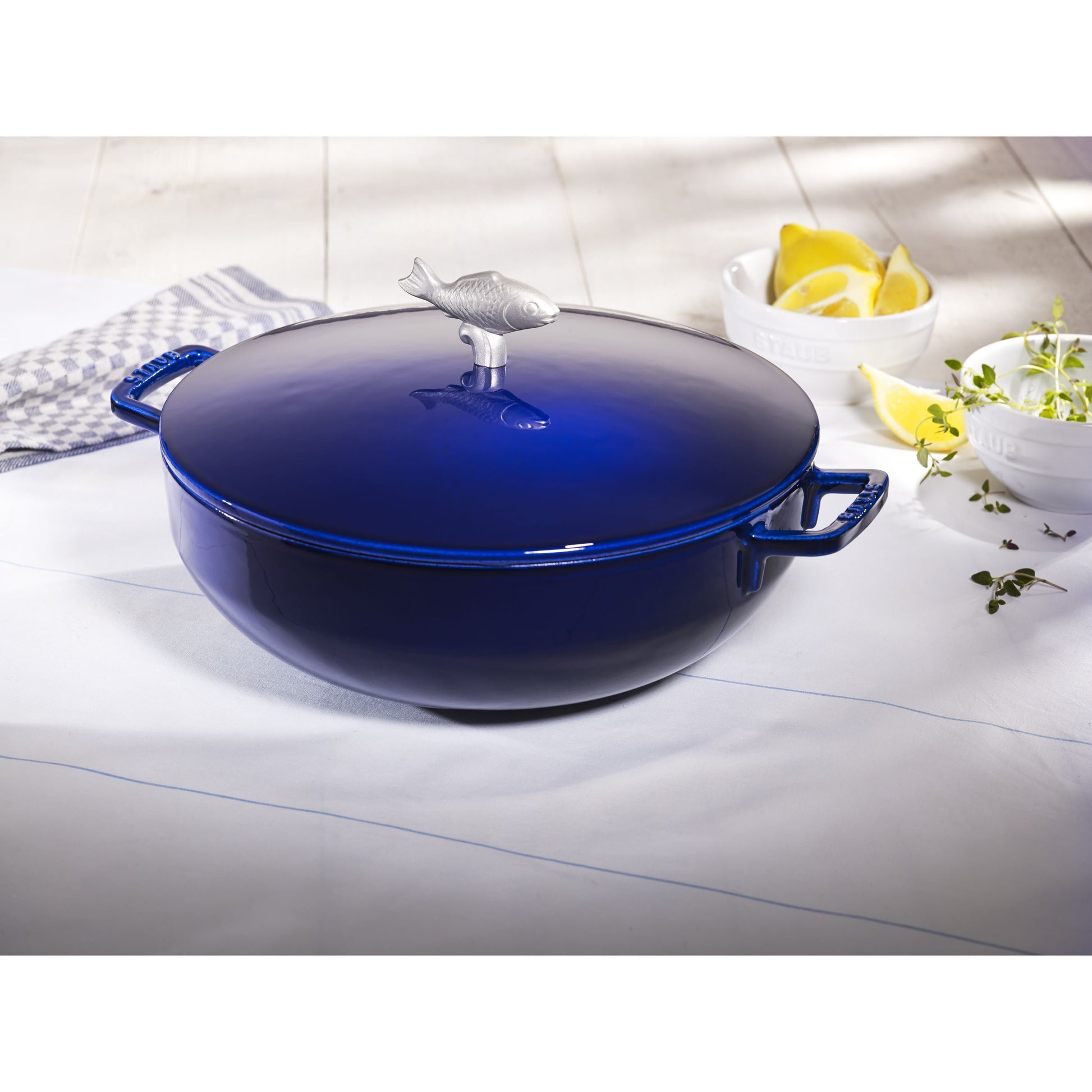 STAUB Specialities 4.75 L Cast Iron Round Bouillabaisse Pot, Dark-Blue-1