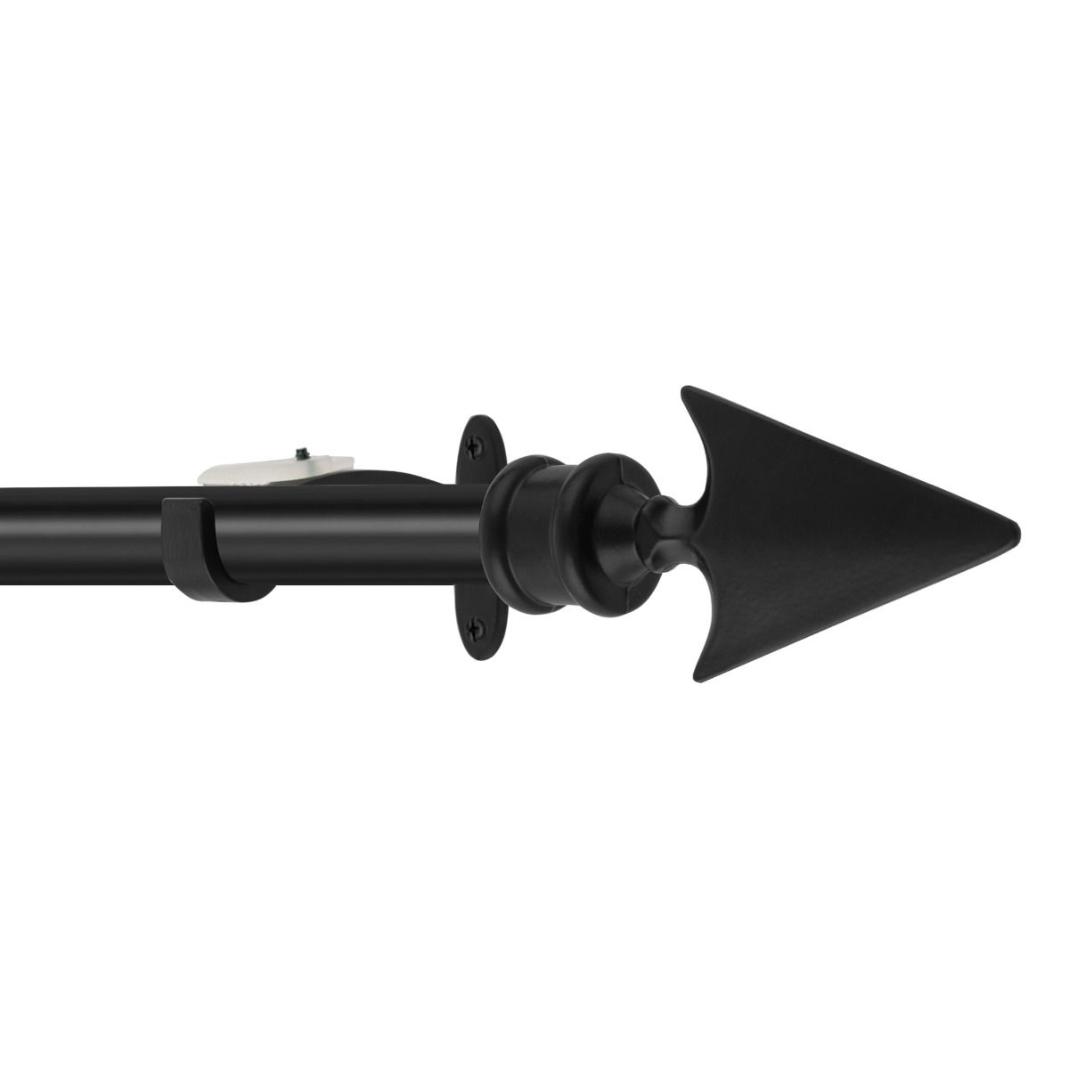 Extendable Black Metal Curtain Pole with Arrow Finial - 36-66" and 66-120" - Rustproof-2