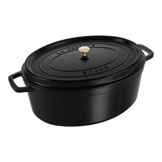 STAUB La Cocotte 6.75 L Cast Iron Oval Cocotte, Black-0