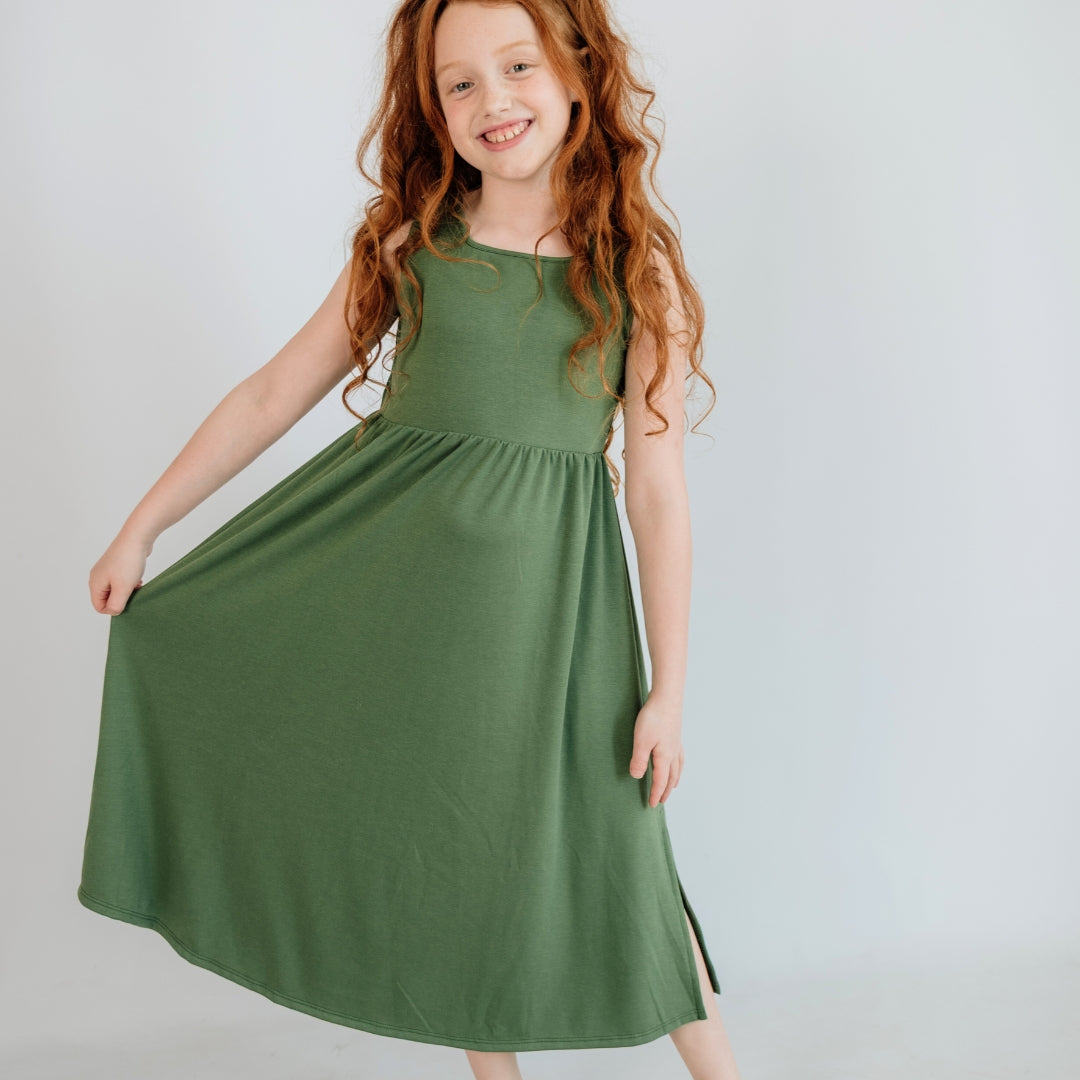 Youth Bamboo Square Neck Midi Dress-2