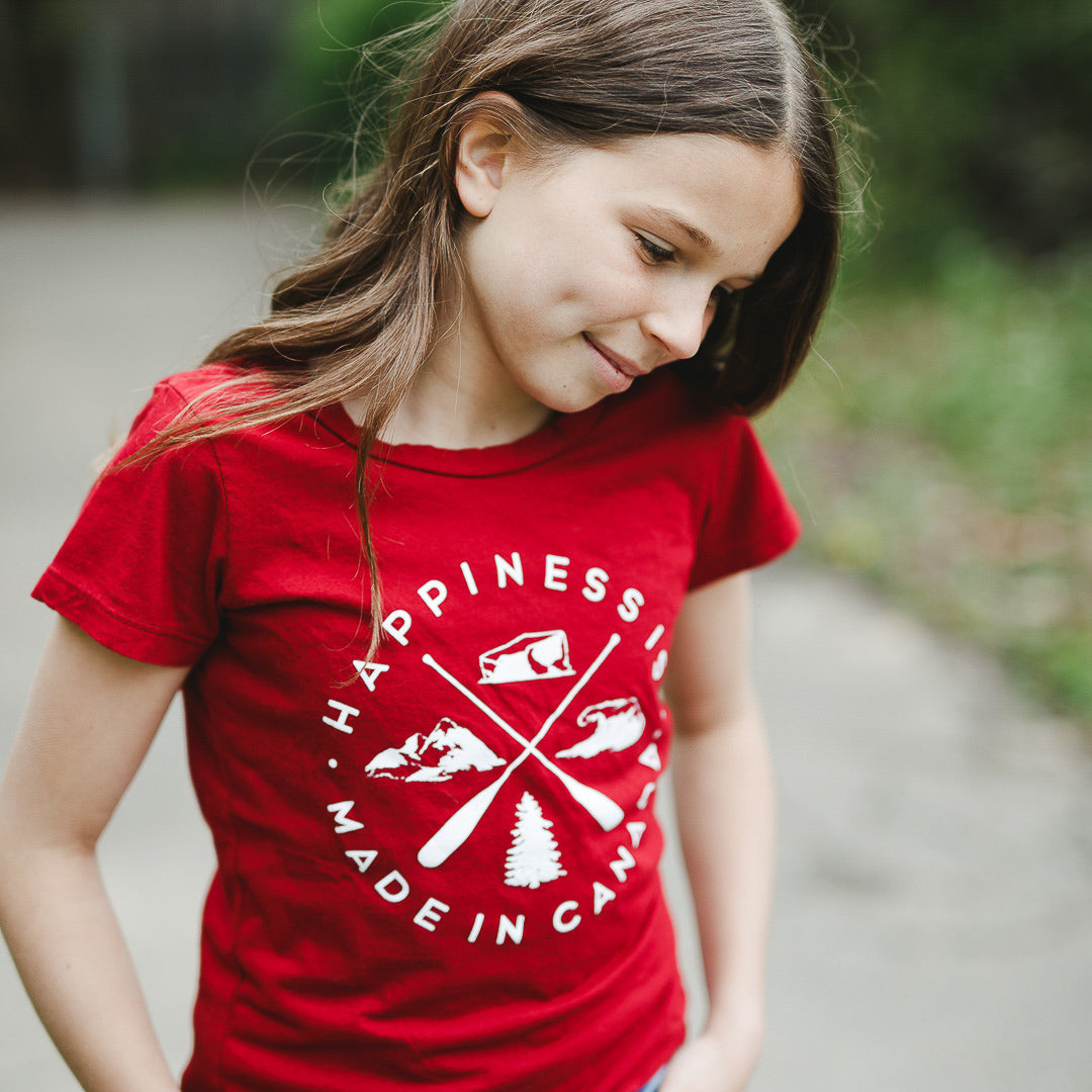 Youth Girls Crest T-Shirt, Canada Red-1