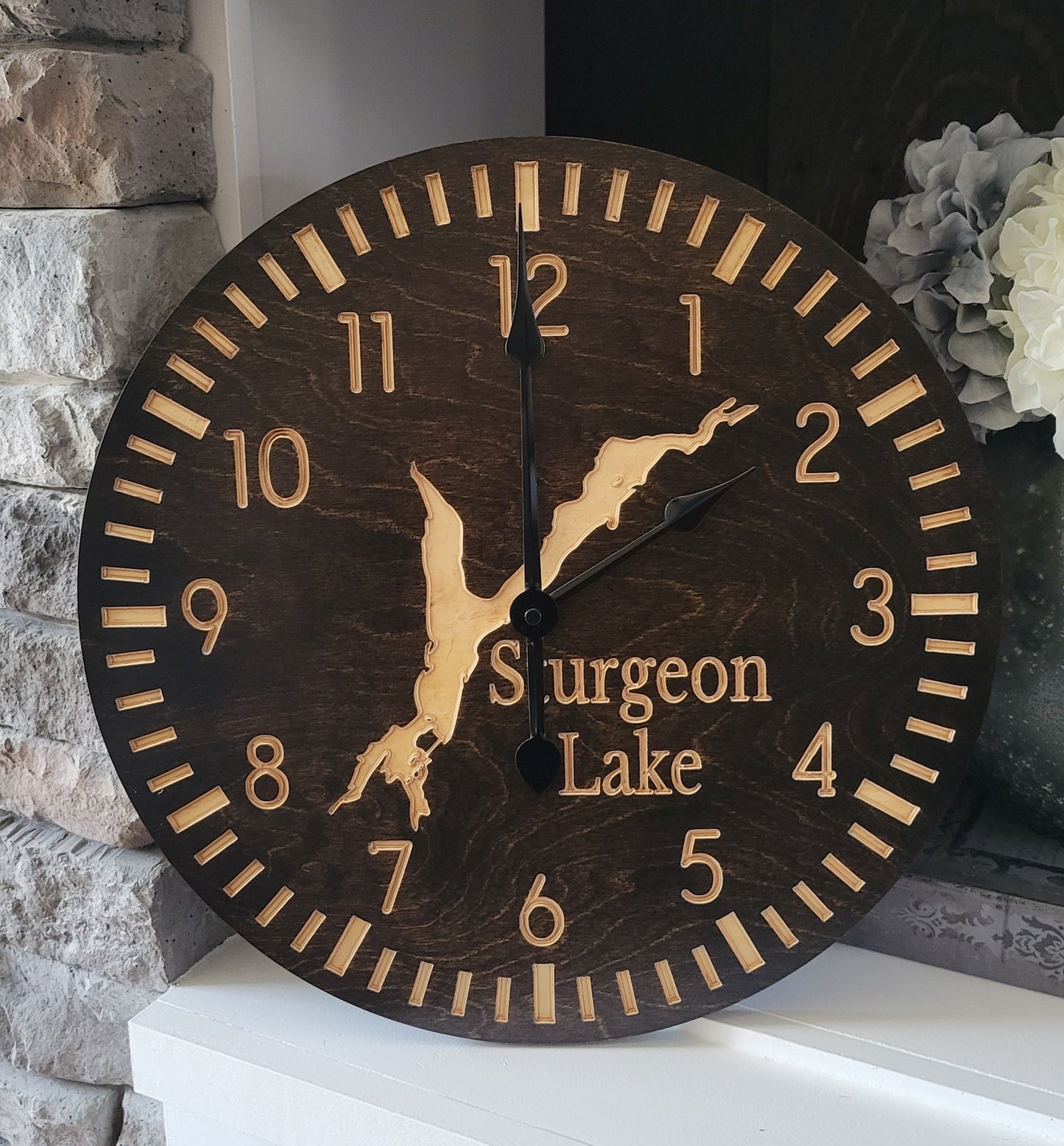 Custom Engraved Lake Clock-5