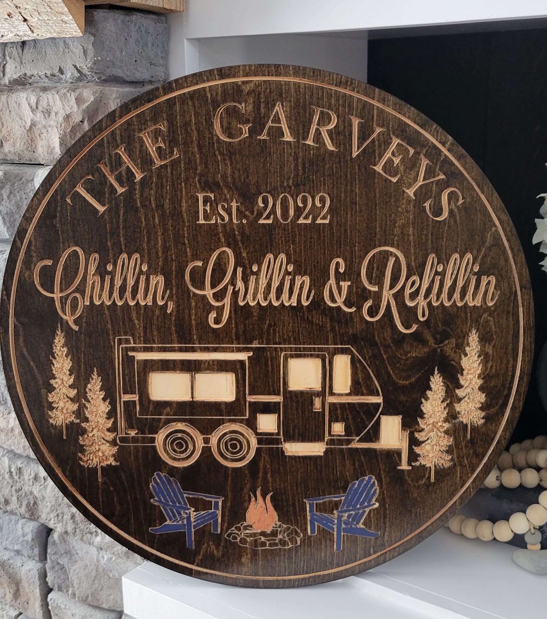 Custom Engraved Campsite / Trailer-4