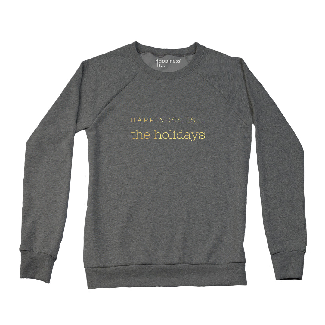 Women's Holiday Crew Sweatshirt, Charcoal with Gold Foil-0