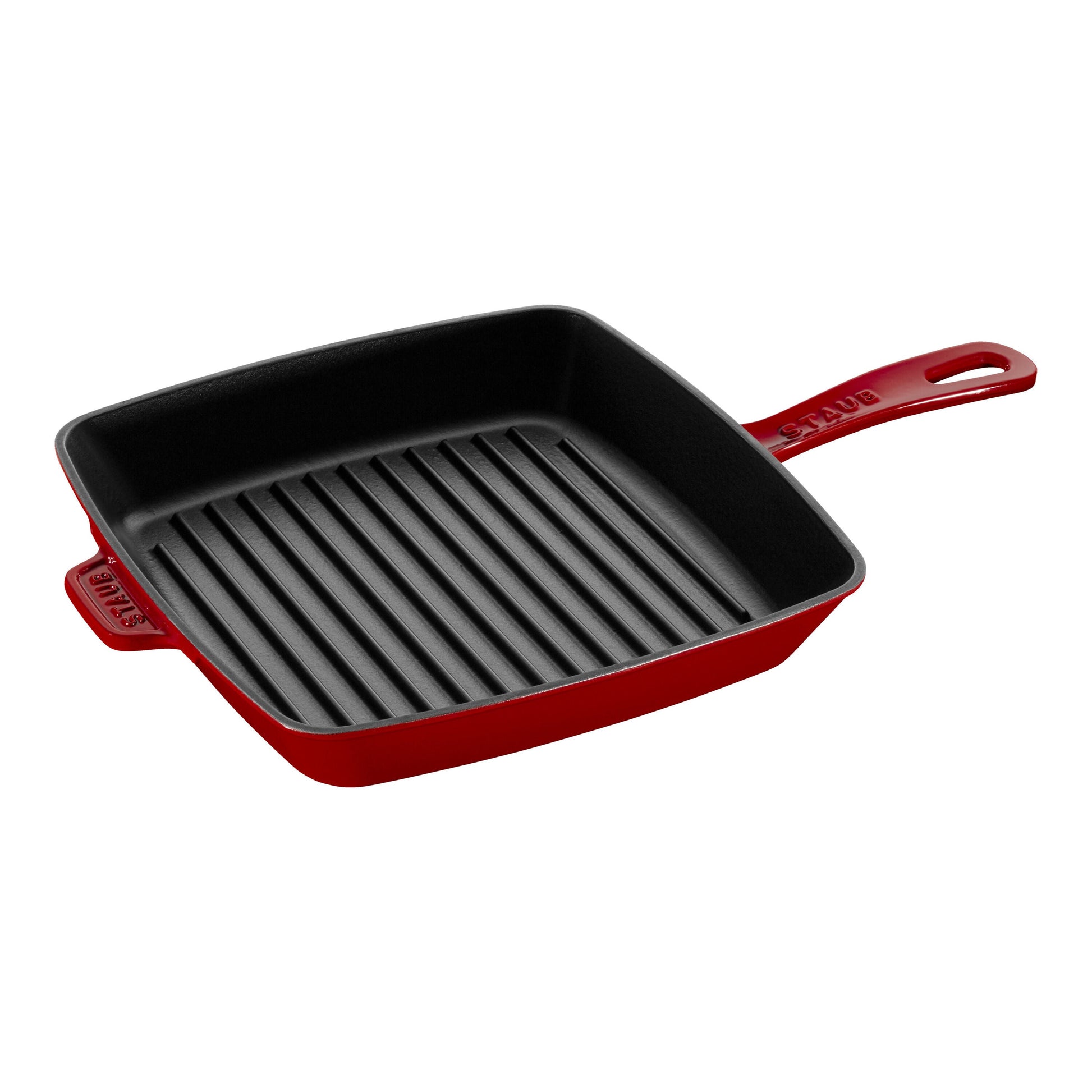 STAUB Grill Pans 26 cm Cast Iron Square American Grill, Cherry-0