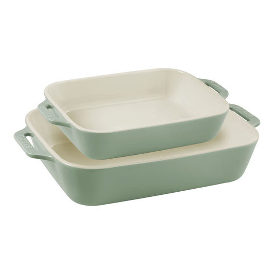 STAUB Ceramique Rectangular Baking Dish Set Eucalyptus 2 Piece-0