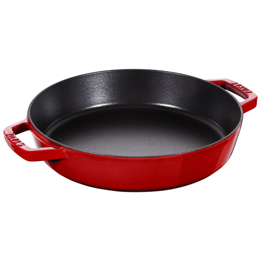 STAUB Pans 26 cm / 10 inch Cast Iron Frying Pan With 2 Handles, Cherry-0