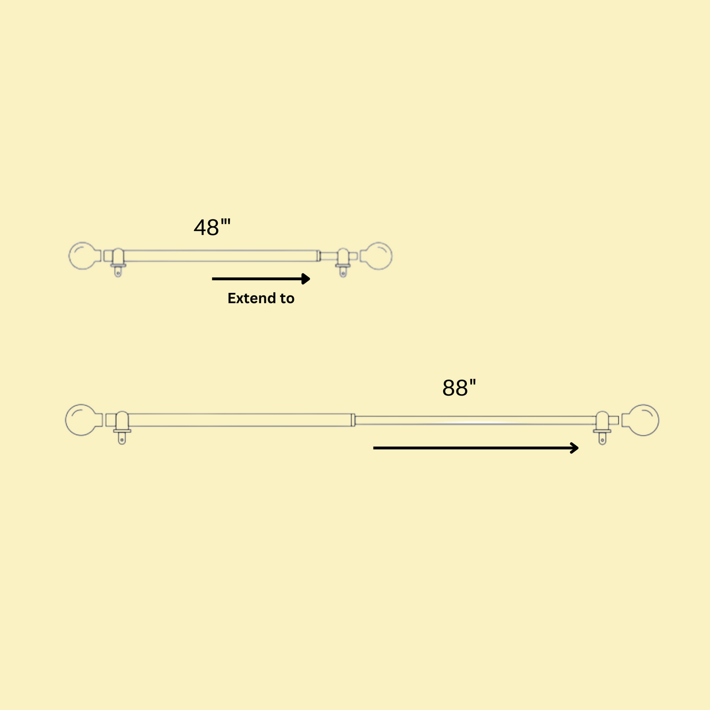 Black Double Curtain Pole | Rustproof & Heavy Duty | Extendable | Minimalist Finials | 28-144 Inch-4