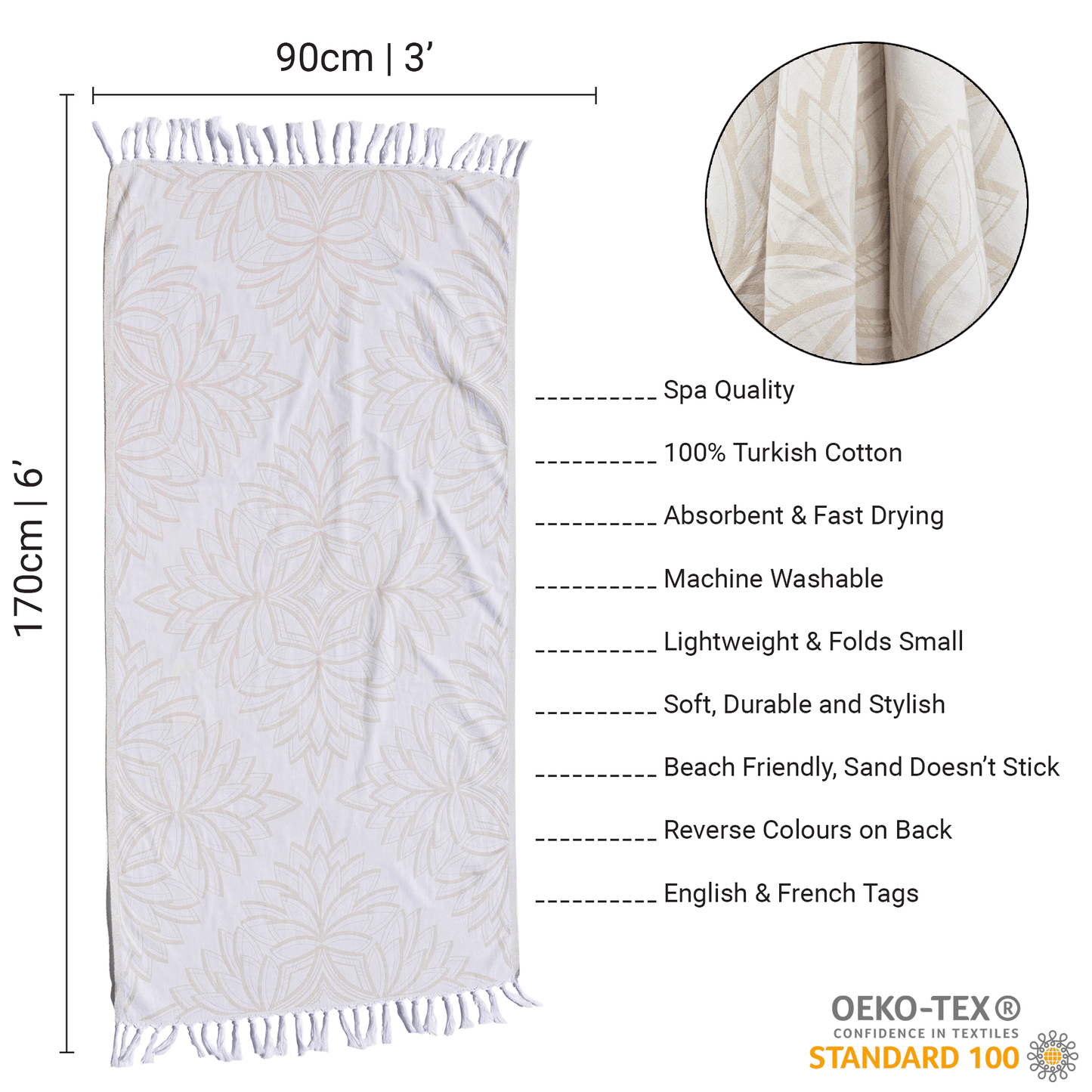 Turkish Towel | Body Towel | Oat + White-3