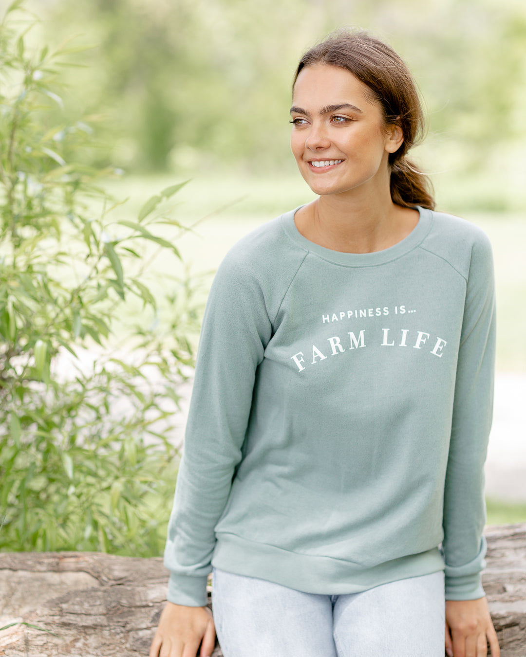 Women's Farm Crew Sweatshirt, Sage-1
