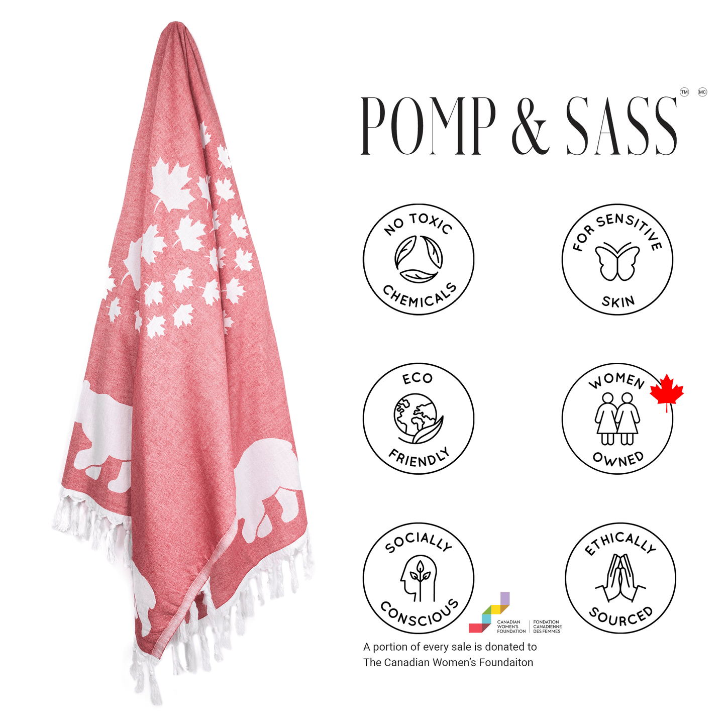 Turkish Towel | Body Towel | Canadian red and white-4