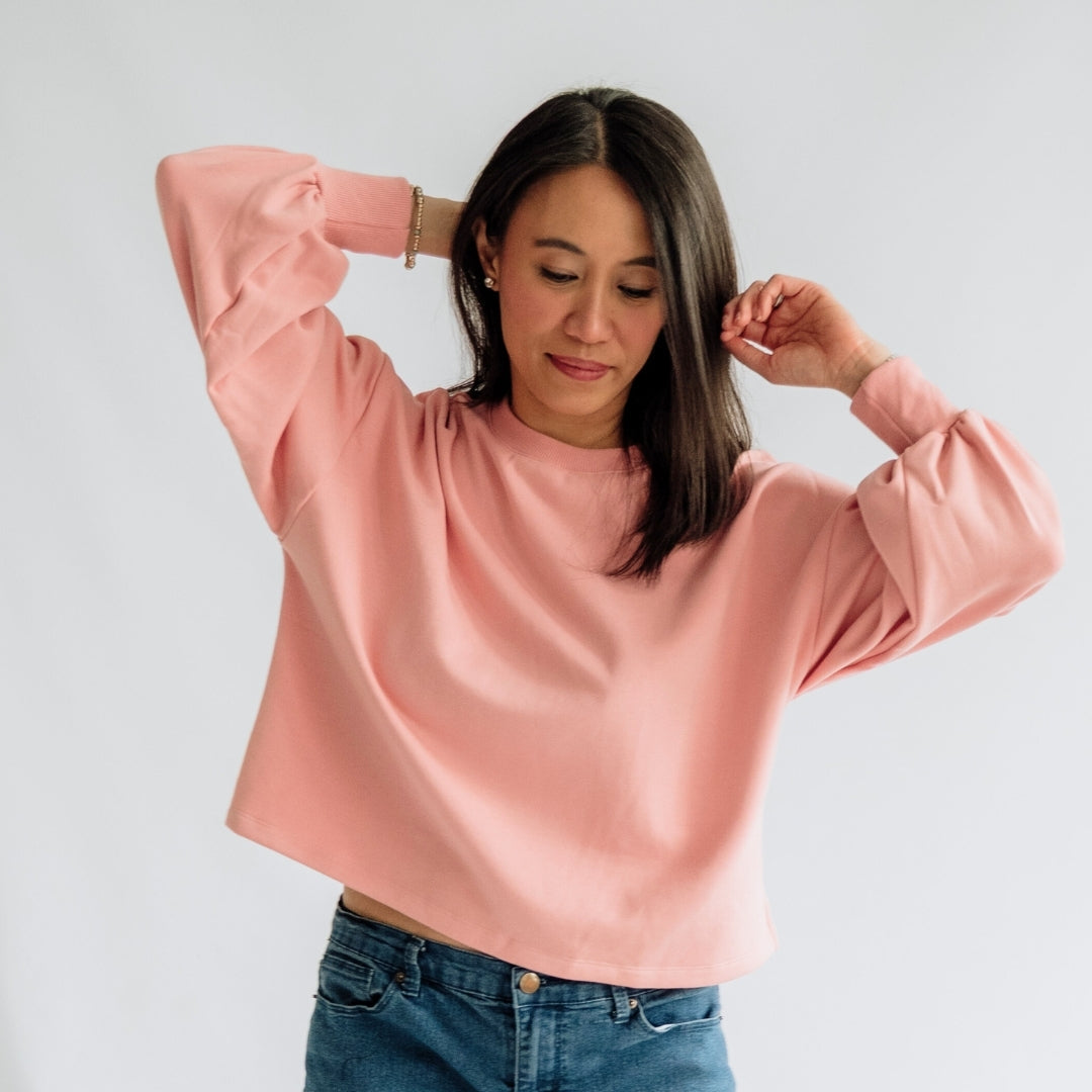 Ladies' Bamboo Fleece Cropped Pullover-1