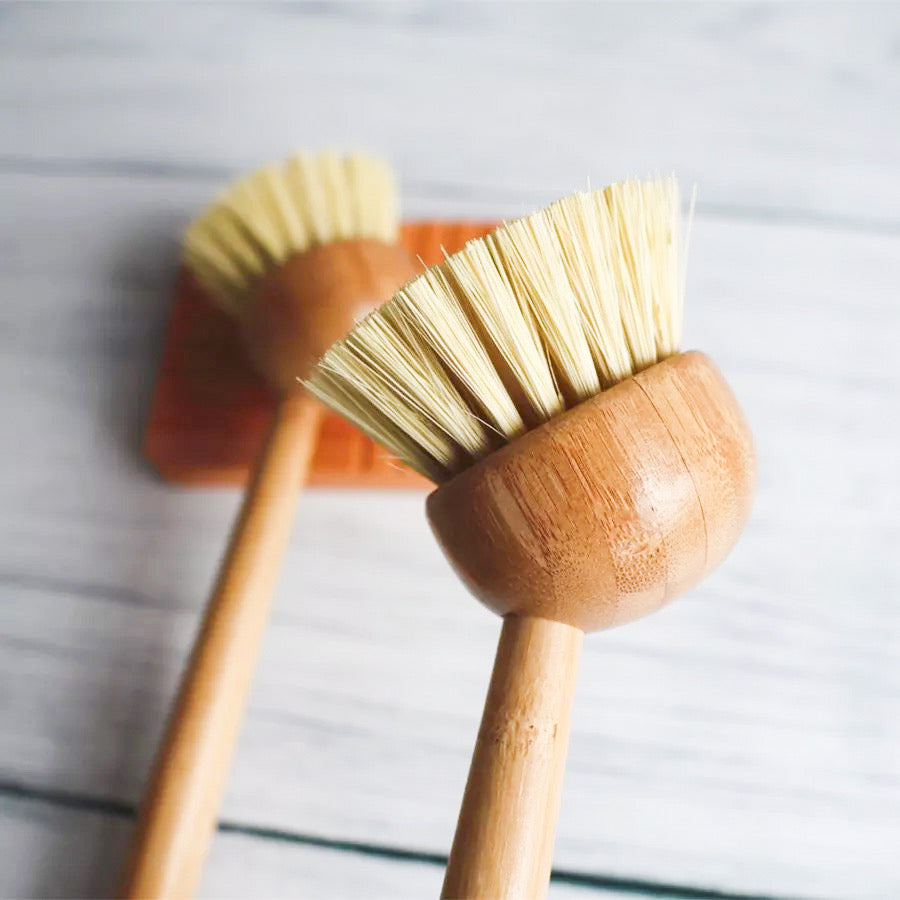 Eco Bamboo Sisal Dish Brush-Natural Plastic Free Sisal Fiber Bristles-Zero Waste | Biodegradable Scrub