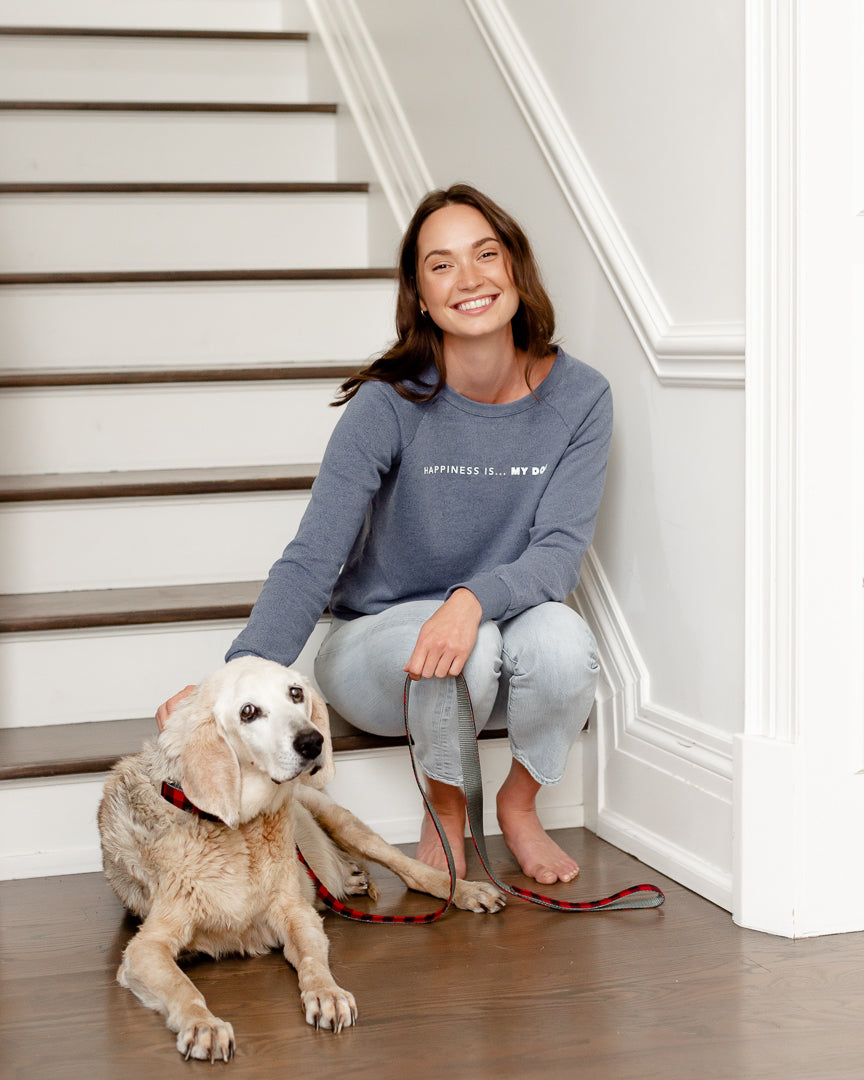 Women's My Dog Crew Sweatshirt, Heather Navy-1