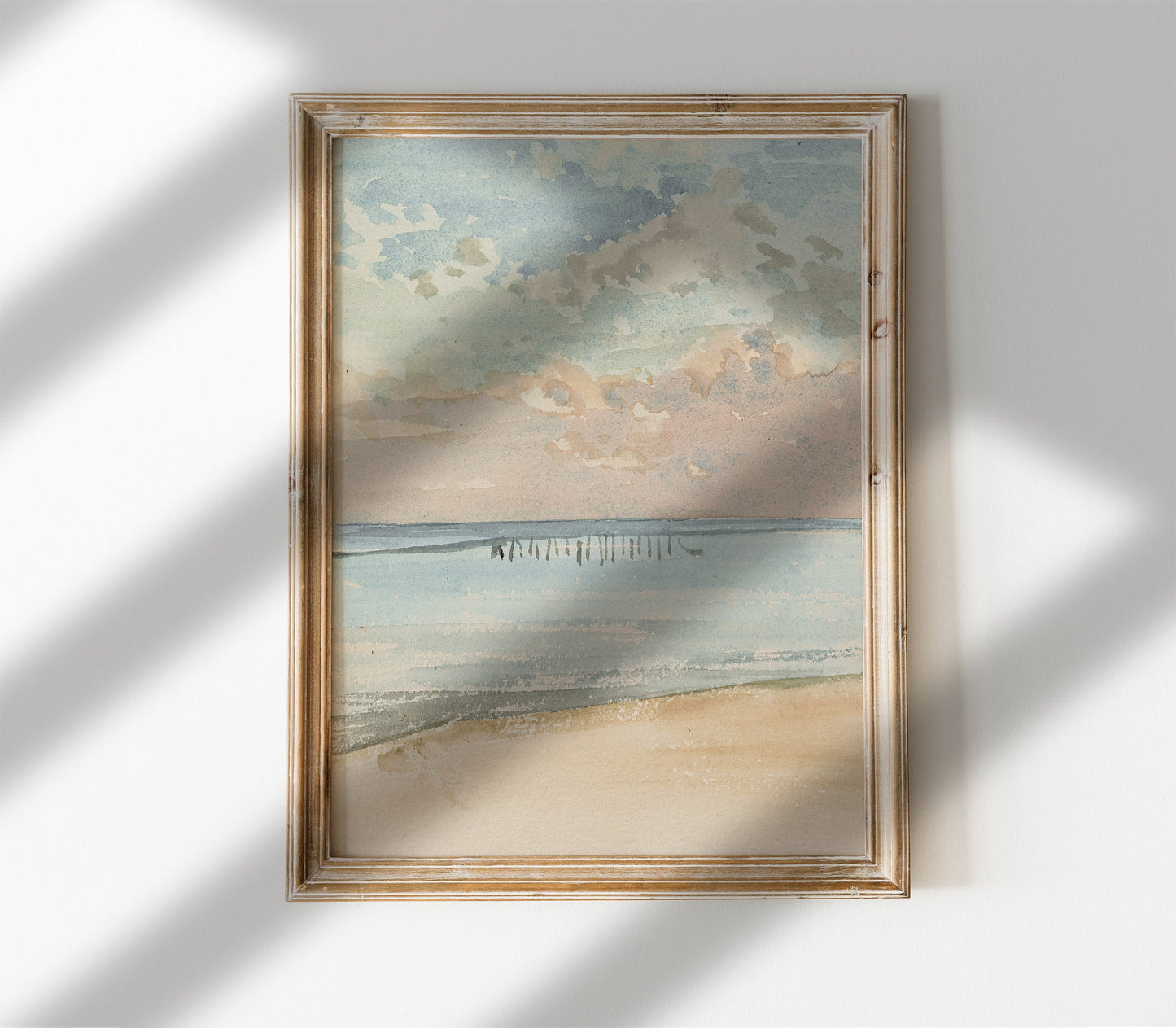 Vintage Pastel Coastal Landscape Art Print L0106