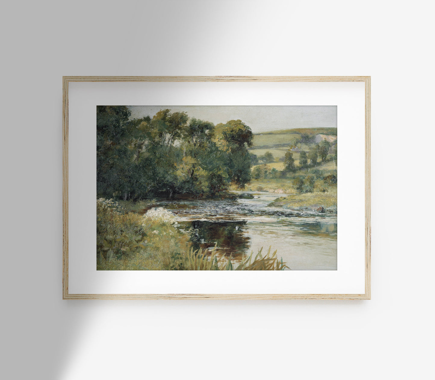Vintage Meadow Stream Landscape Art Print L0136