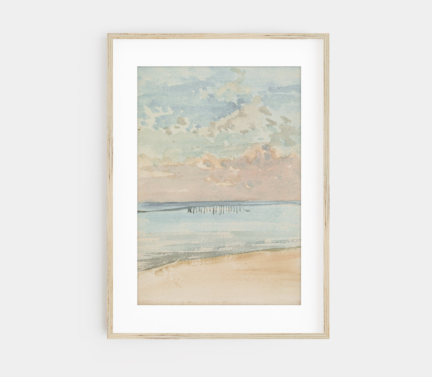Vintage Pastel Coastal Landscape Art Print L0106