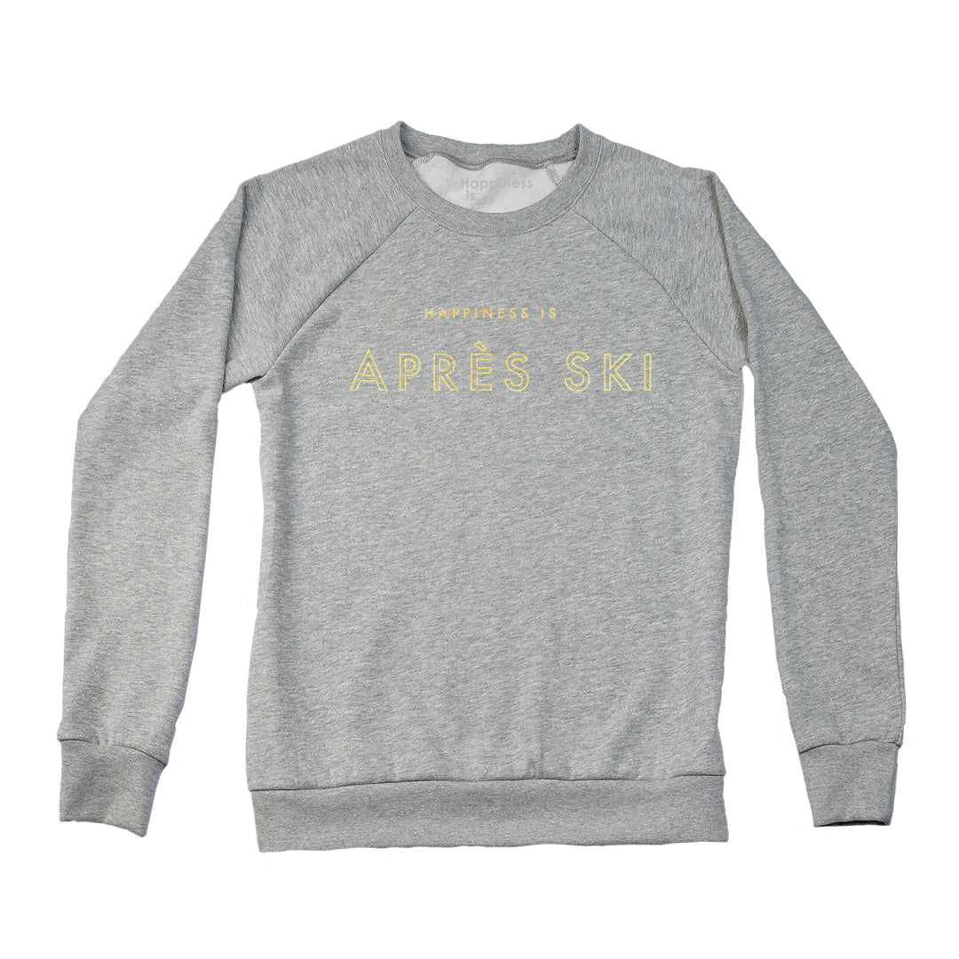 Women's Apres Crew Sweatshirt, Heather Grey with Gold-0