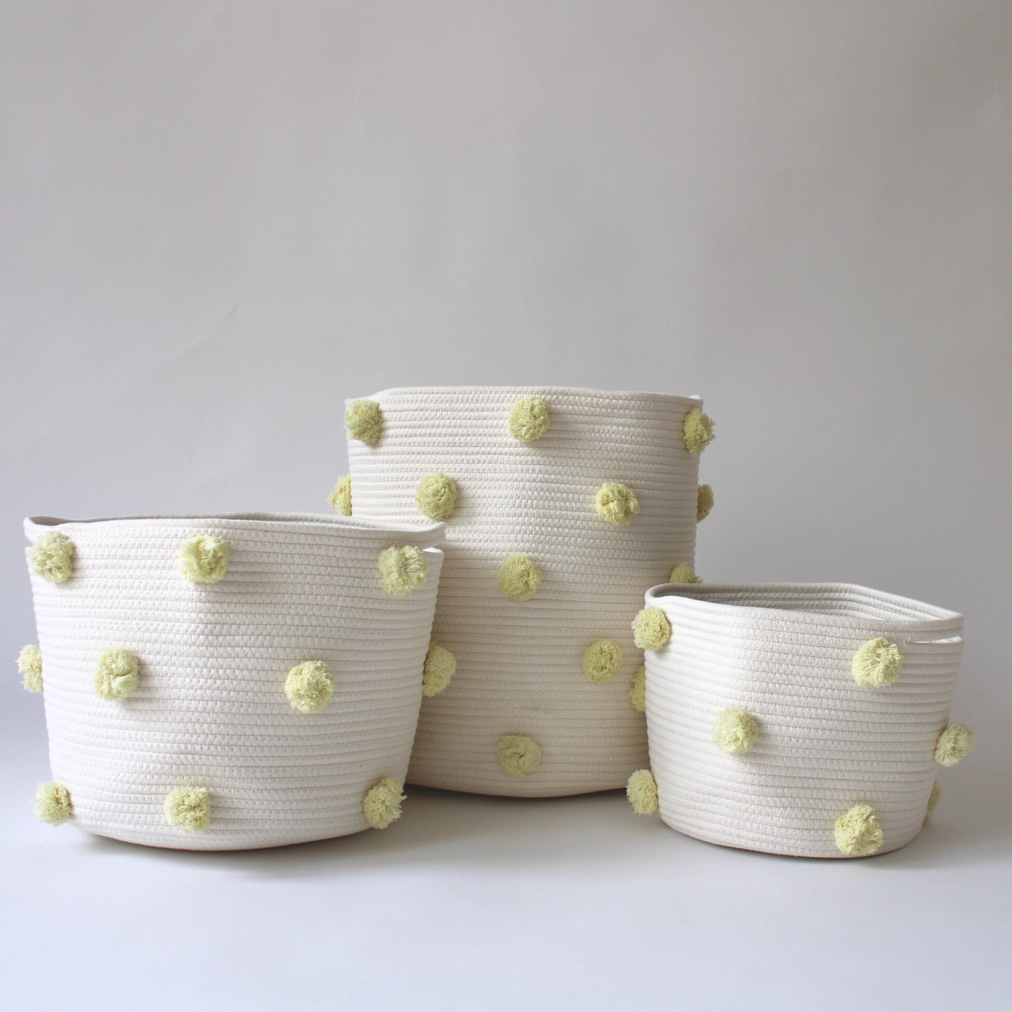 Buttercream Pom Laundry Basket-2