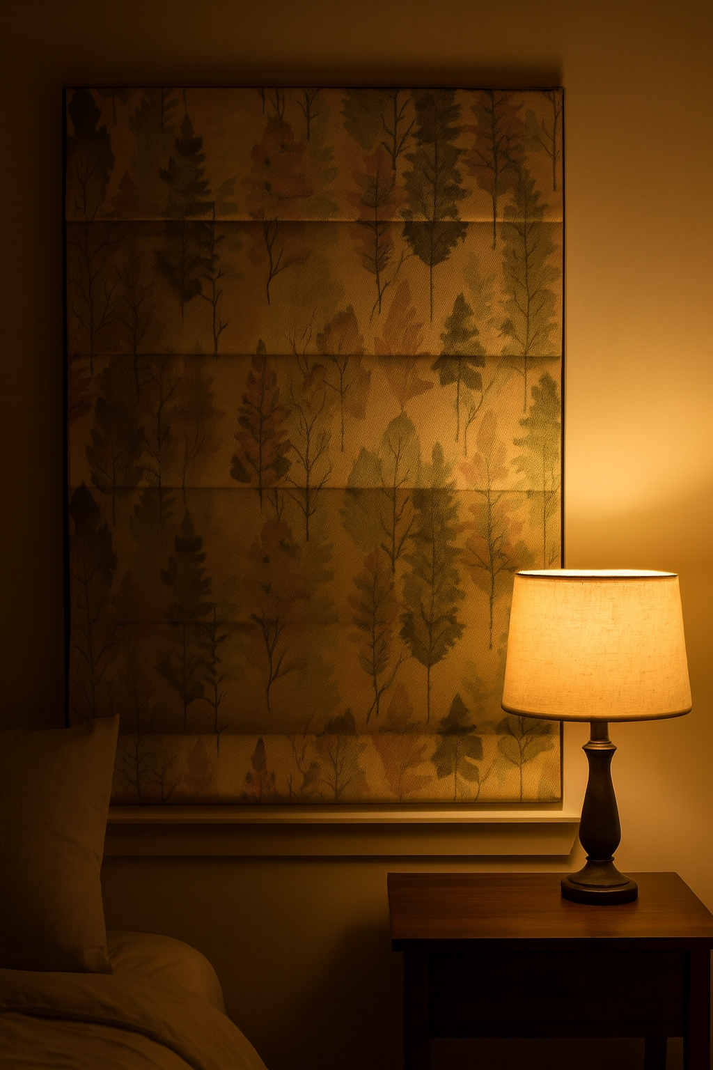 Custom Watercolour Forest Linen Roman Blinds – Made-to-Measure, OEKO-TEX 100, Blackout or Light-Filtering, Ships Worldwide-3