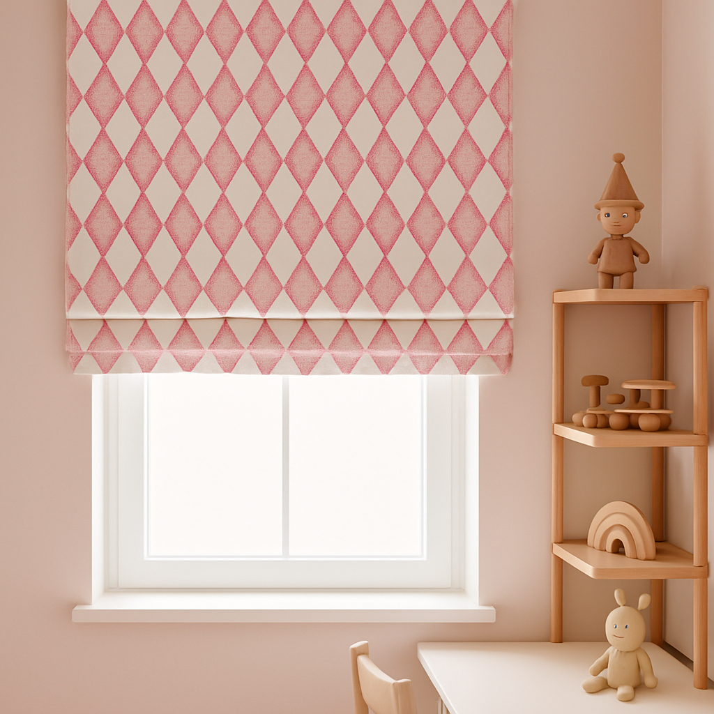 Harlequin Diamond Pure Linen Roman Blind – 5 Colourways | Made-to-Measure Kids & Nursery | Light-Filter or Blackout-1