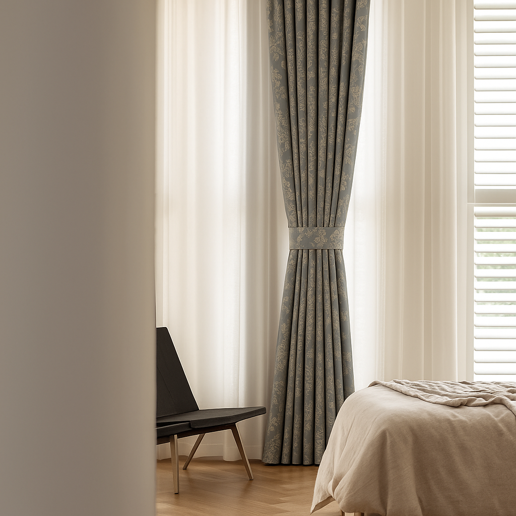 Linen Jacquard Curtains with Leafy Vine Pattern – Custom Sizes – 9 Colour Variants – Light Filtering or Blackout Lining – 4 Heading Styles-2