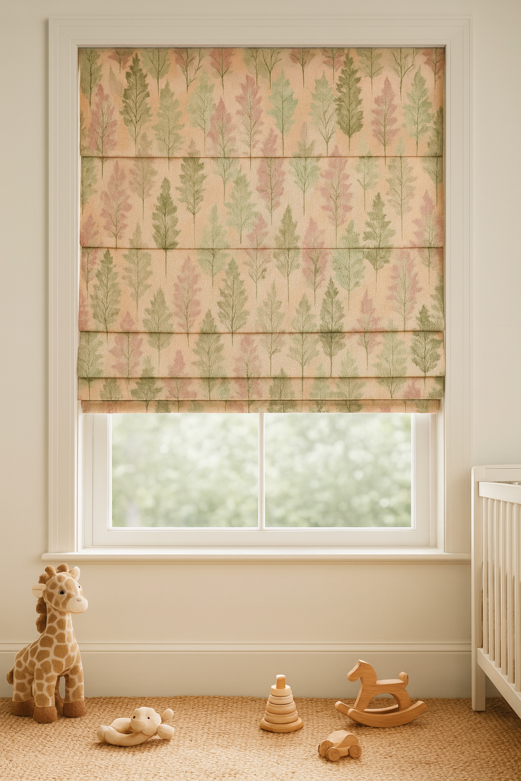 Custom Watercolour Forest Linen Roman Blinds – Made-to-Measure, OEKO-TEX 100, Blackout or Light-Filtering, Ships Worldwide-2