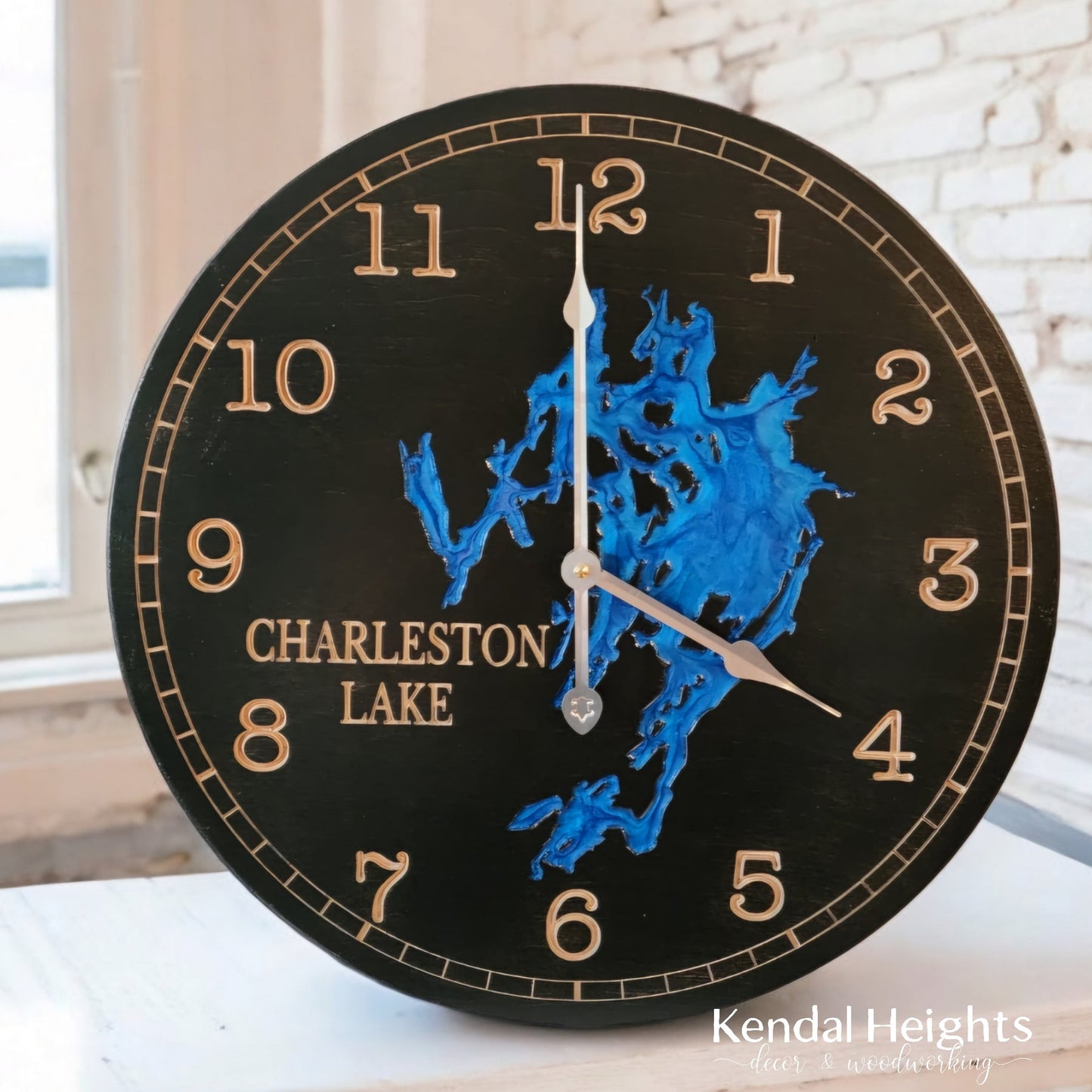 Custom Engraved Lake Clock-2