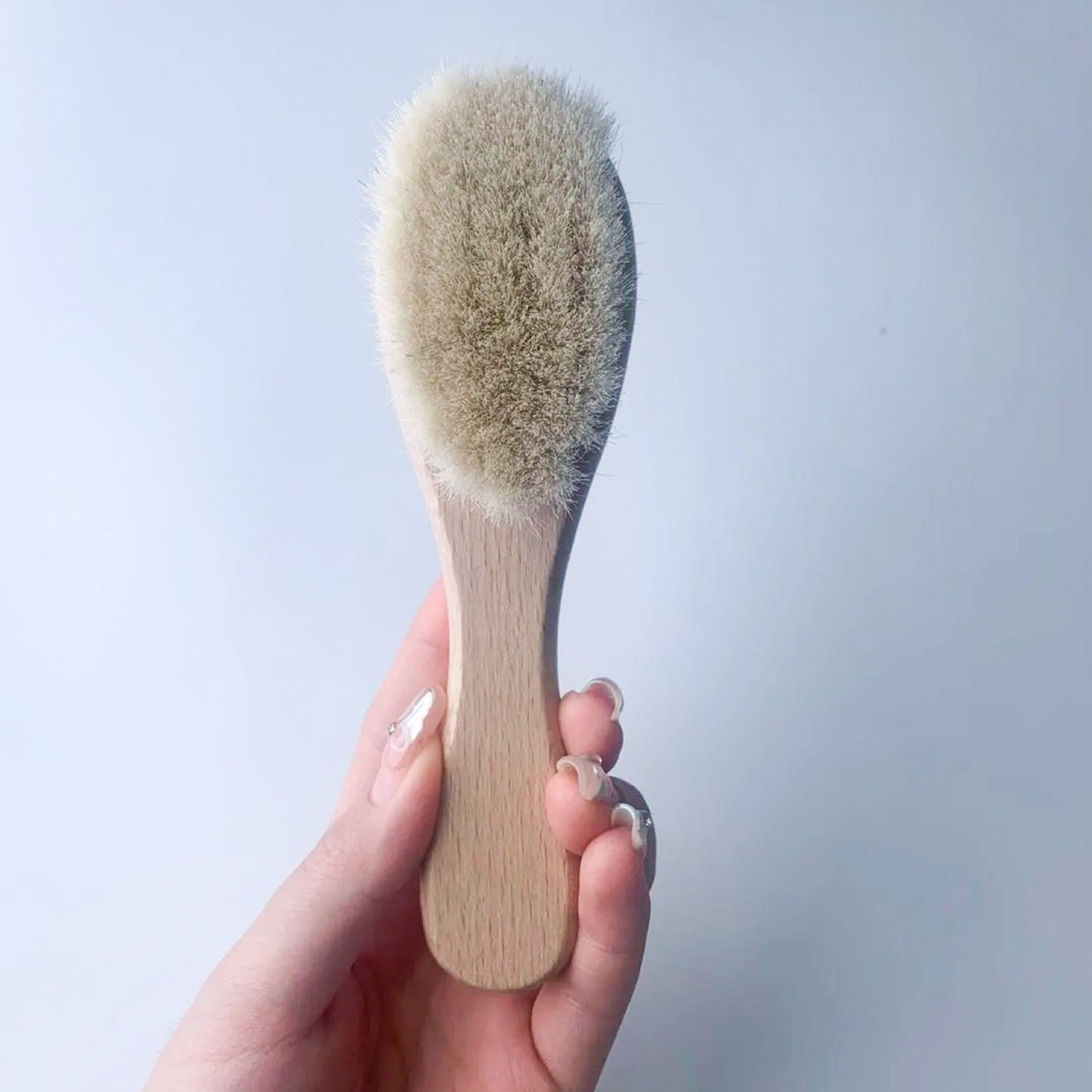Natural Baby Hairbrush with Soft Goat Hair Bristles
