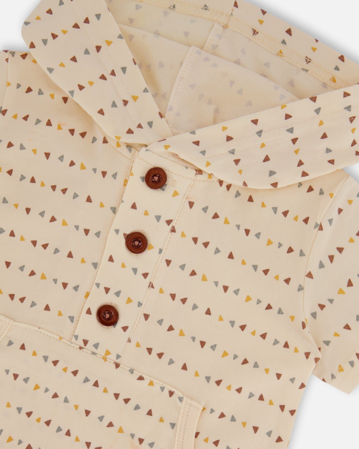 Printed Organic Cotton Hooded Romper Off-White-2