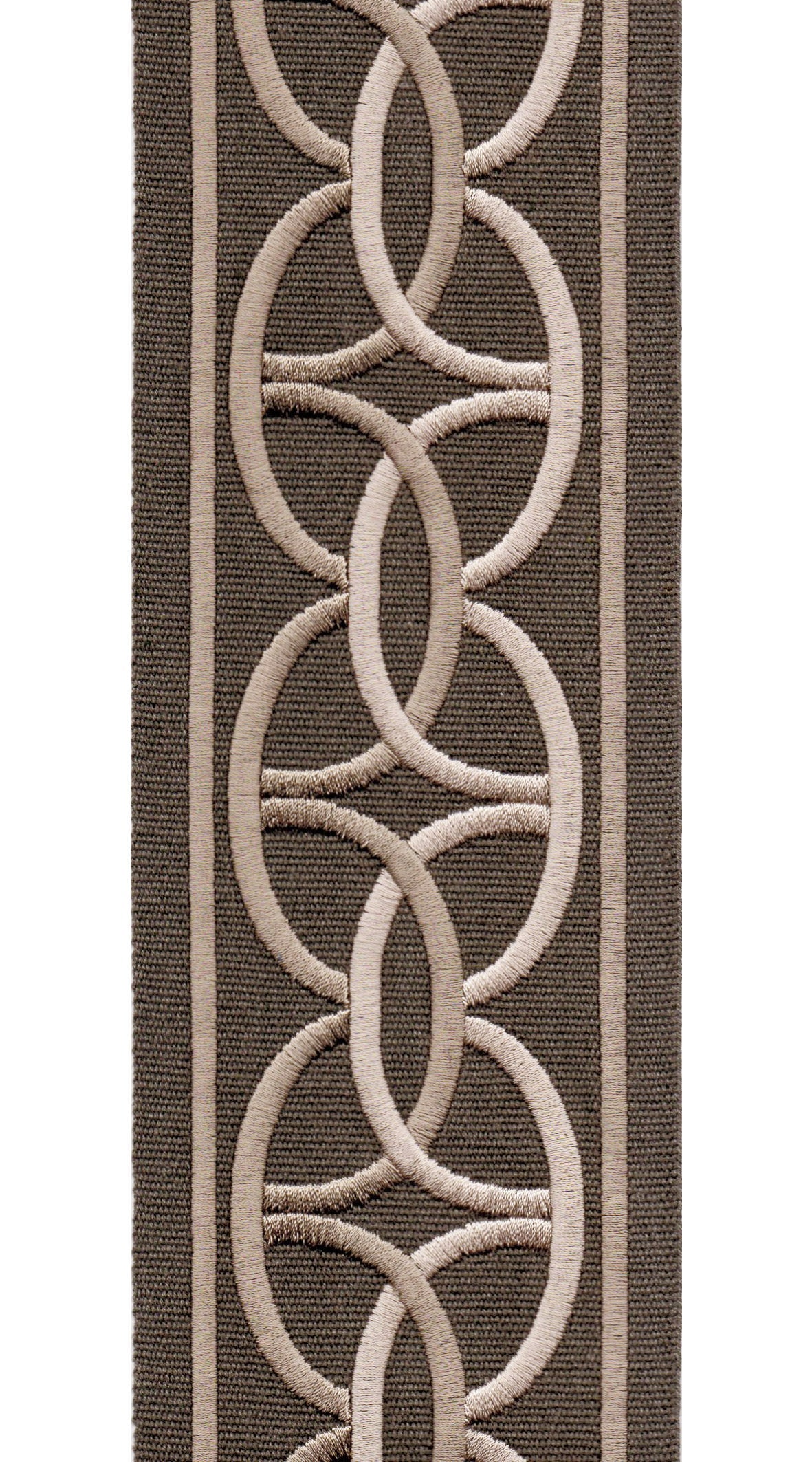 Interlocking Ring Cotton Canvas Trim | 4 Inch / 10.16cm Wide Embroidered Border | By The Metre-8