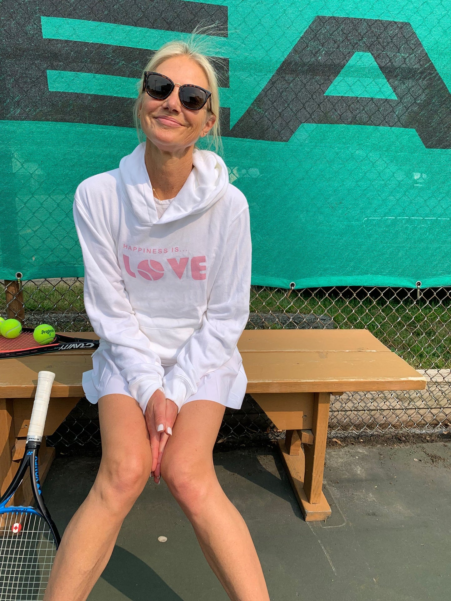 Unisex Tennis Love Hoodie, White-1