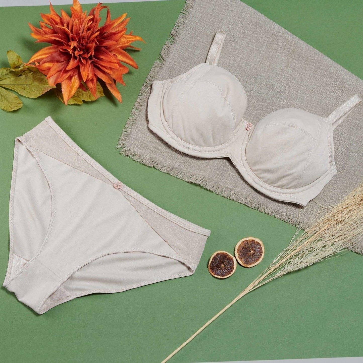 Ivory-Underwired Silk & Organic Cotton Full Cup Bra with removable paddings-1