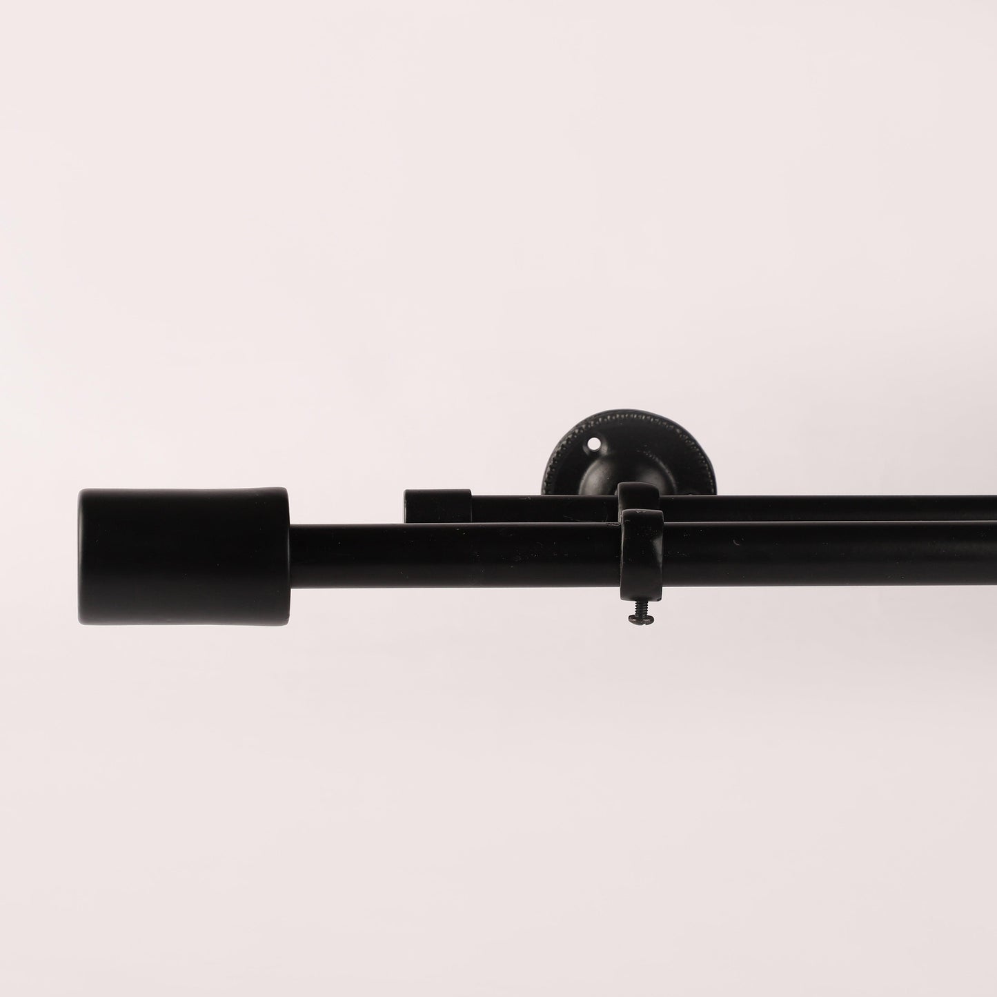 Black Double Curtain Pole | Rustproof & Heavy Duty | Extendable | Minimalist Finials | 28-144 Inch-1