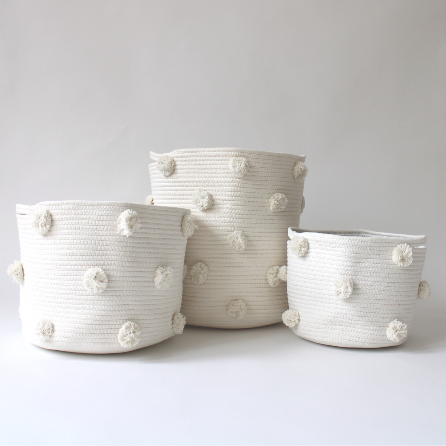 Natural Pom Basket - Large-2