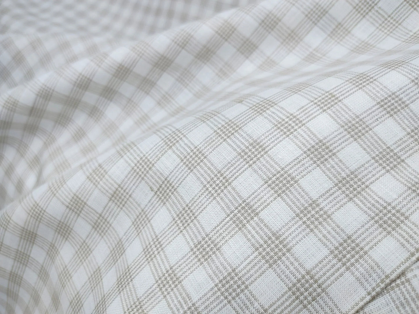 Organic Hemp Fabric - Checked | White with Natural Checks | 145gsm | Soft & Breathable-3