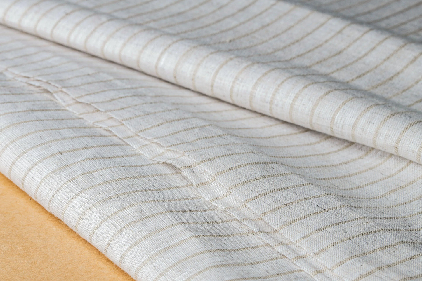 Organic Hemp Fabric - Natural with Thin Stripes | 145gsm | Soft & Airy-2