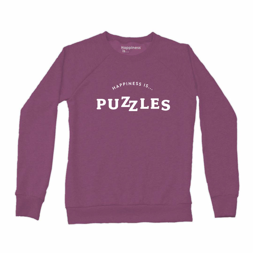 Women's Puzzles Crew Sweatshirt, Plum-0