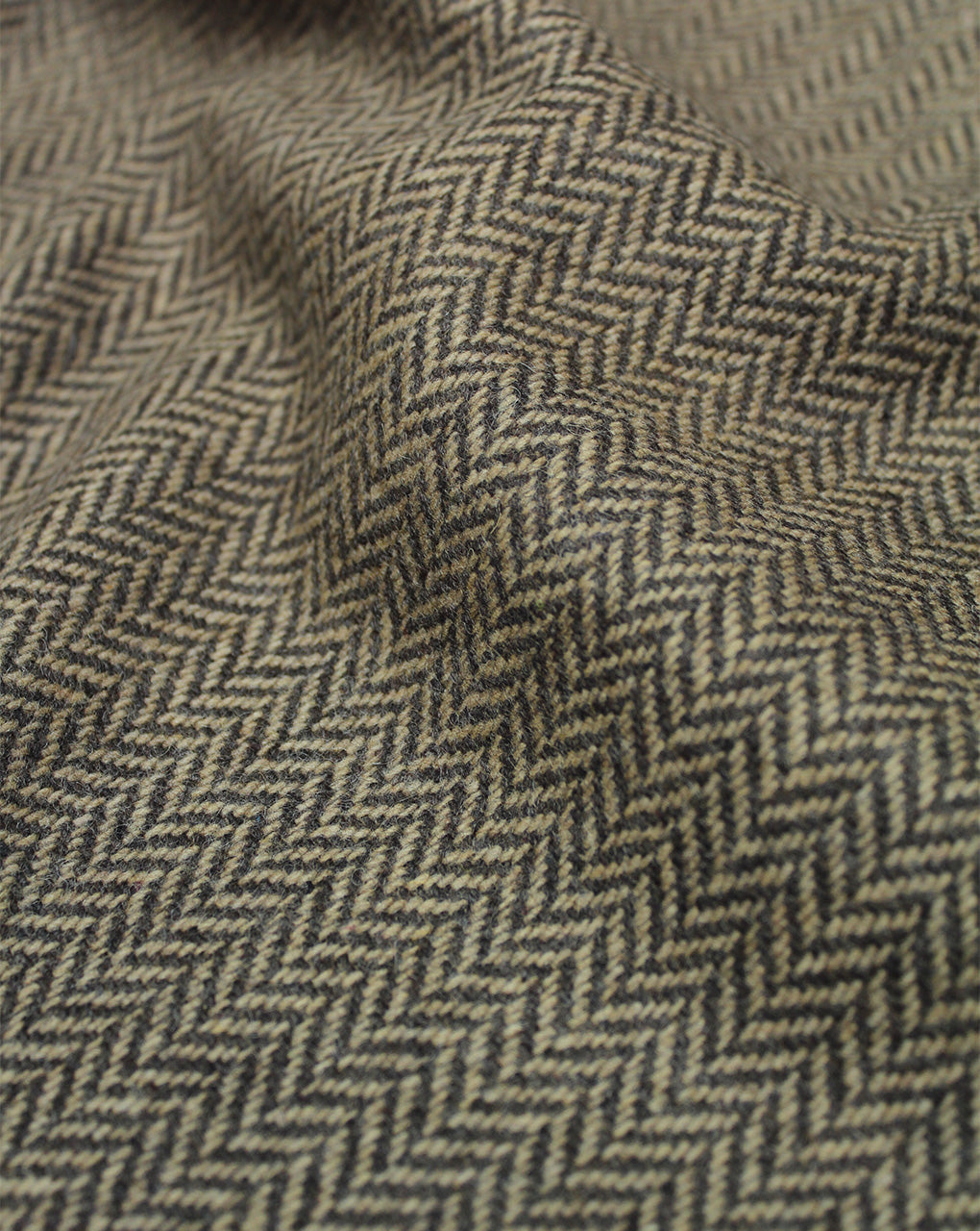 Organic Woolen Tweed Fabric - Beige with Black Herringbone Pattern - By the Metre (142cm Wide, 350gsm) - Perfect for Curtains, Clothing & More-1