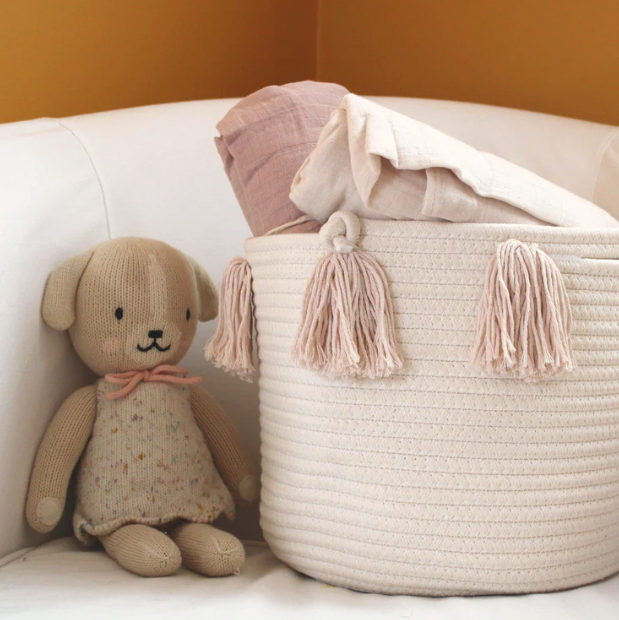 Set of 2 - Blush Tassel Basket - Medium-4