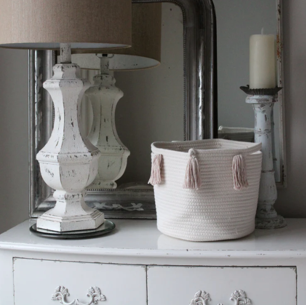 Set of 2 - Blush Tassel Basket - Medium-3