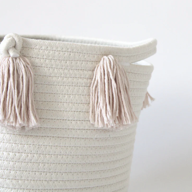 Set of 2 - Blush Tassel Basket - Medium-1