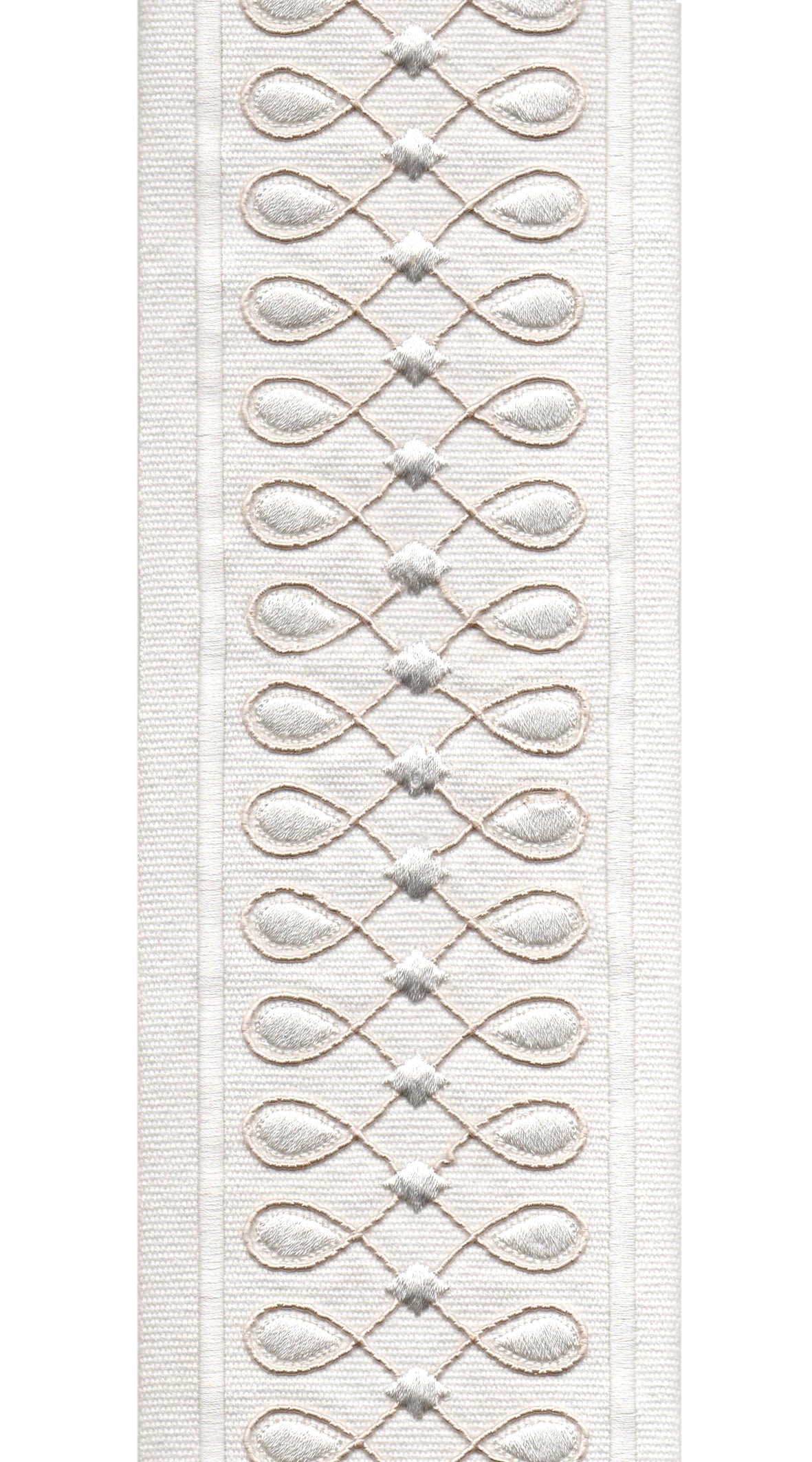 Geometric Teardrop Cotton Canvas Trim | 4 Inch (10.16cm) | Wide Embroidered Border | 3 Colours | By The Metre-4