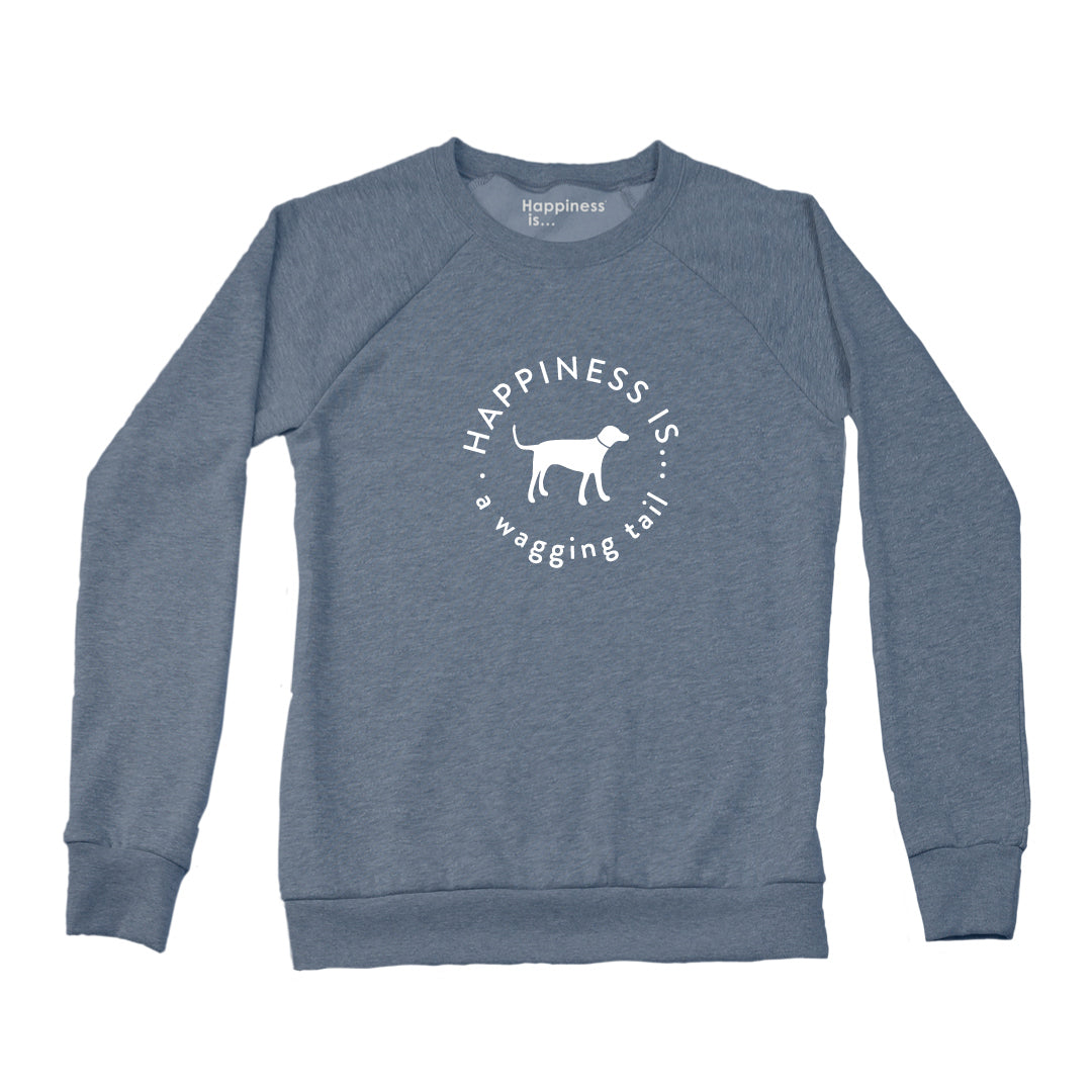 Women's Wagging Tail Crew Sweatshirt, Heather Navy-0