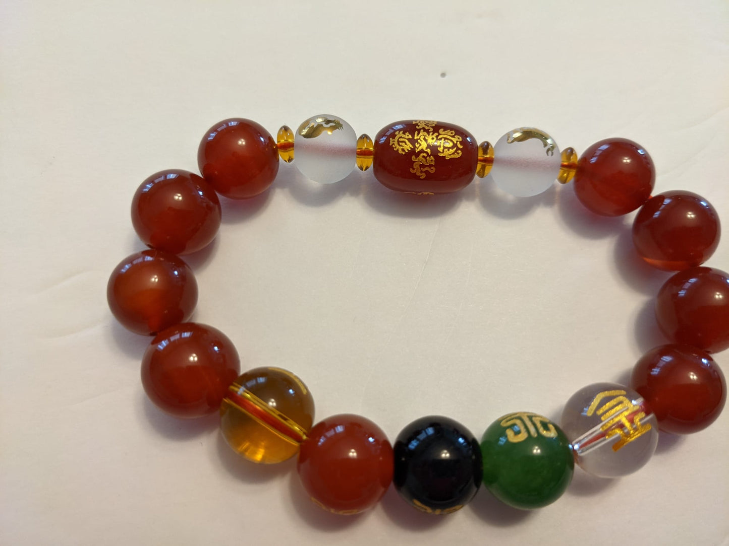 Five-Element Red Agate Bracelet (14 mm Beads)-2