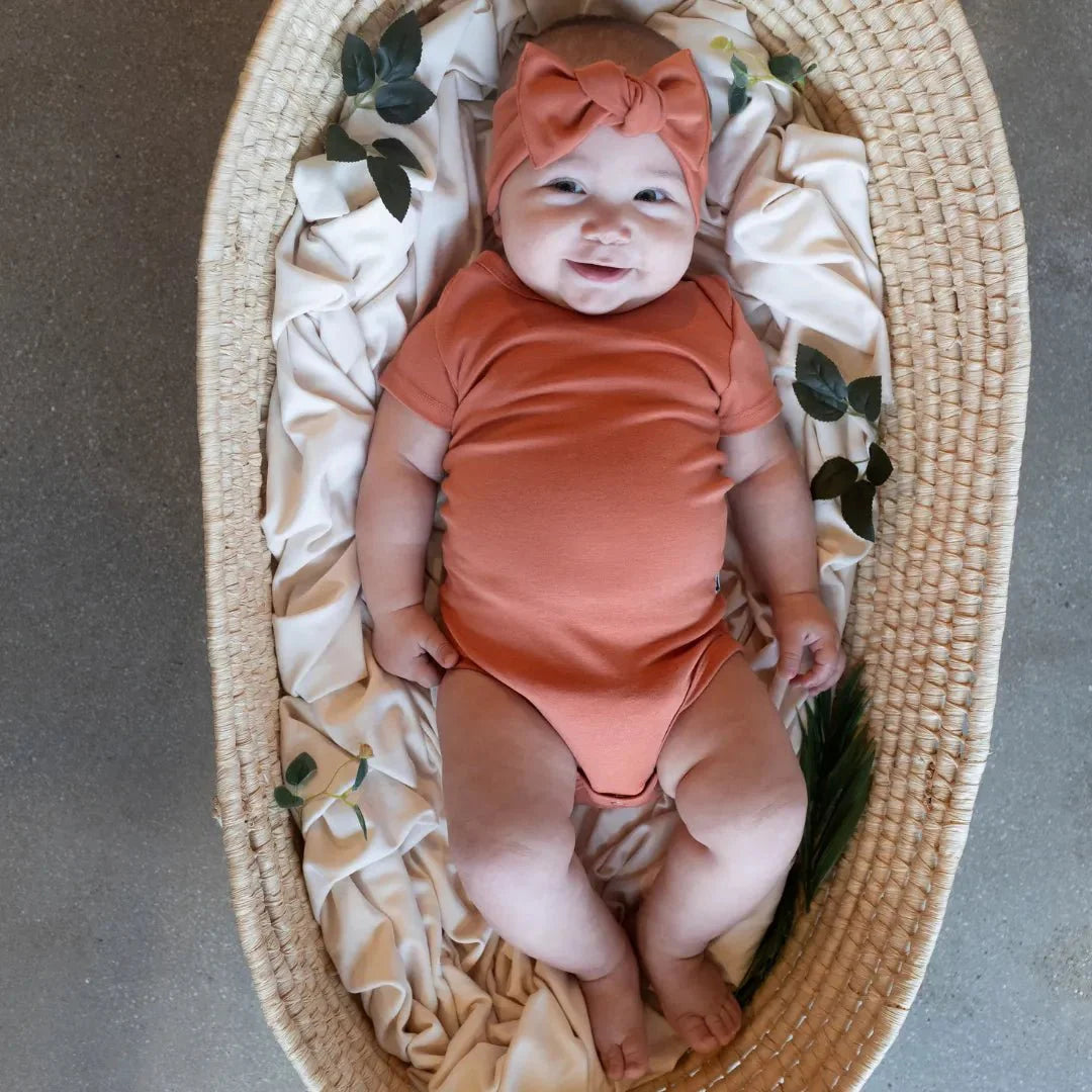 Baby Short Sleeve Bamboo Onesie-1