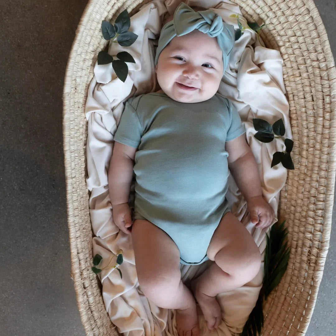 Baby Short Sleeve Bamboo Onesie-2