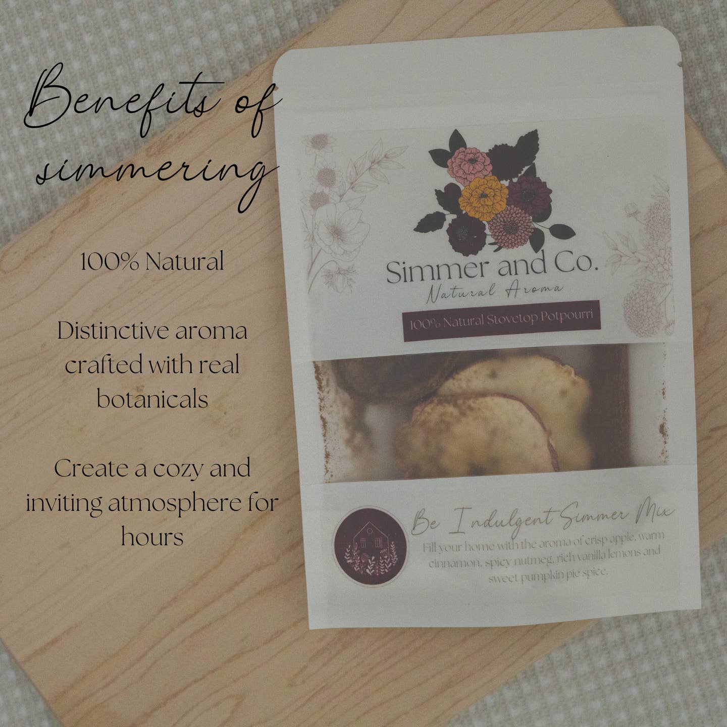 Be Indulgent Simmer Pot Mix – Cozy Apple Vanilla Spice
