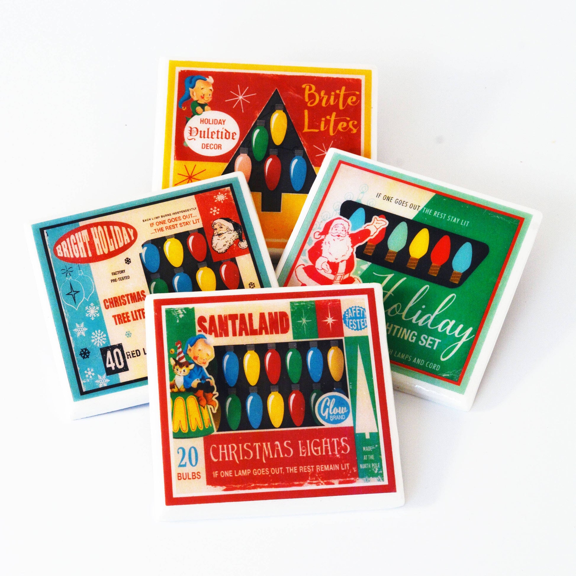 Christmas Lights  Vintage Christmas Coaster Set-0