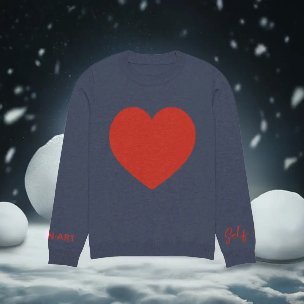 Heart - Knitted crew neck sweater NAVY-3